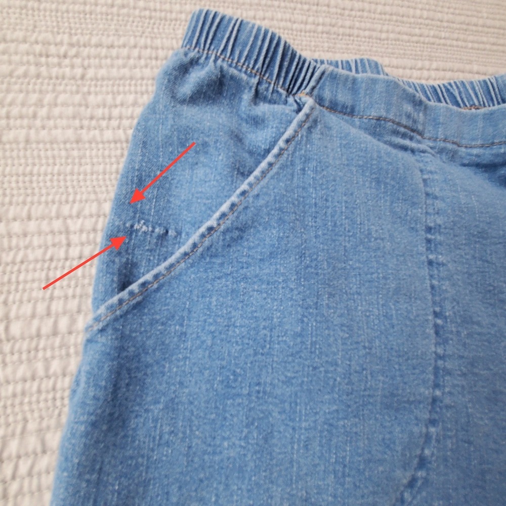 Womens Light Wash Denim Elastic Waist Flat Front Shorts Blue Casual Large Pocket - Picture 5 of 8